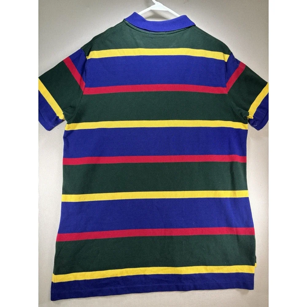 Polo Ralph Lauren Multi Striped 100% Cotton Mesh Polo Shirt Men's XL